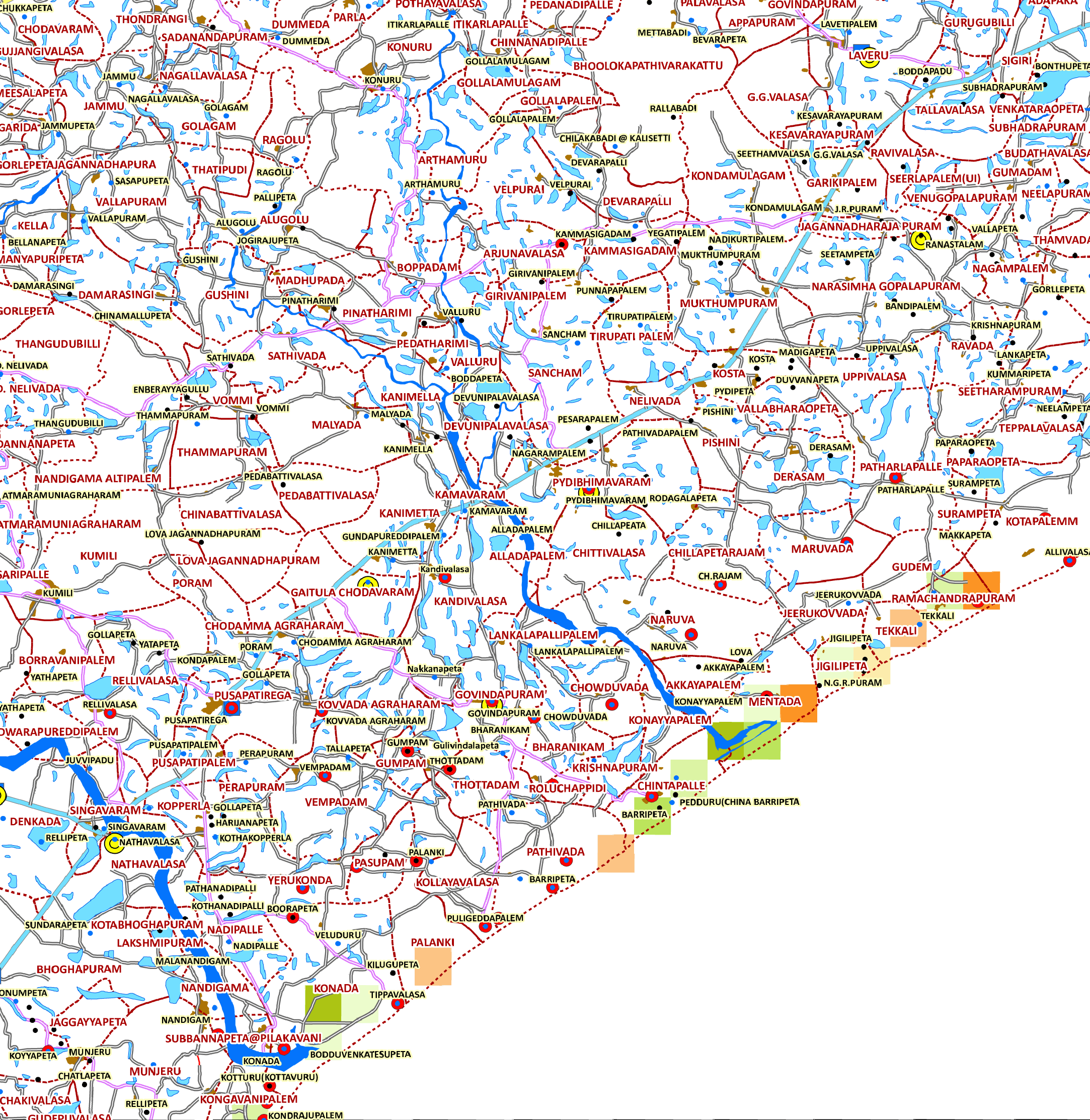 Storm surge inundation map for cyclone with wind speed 